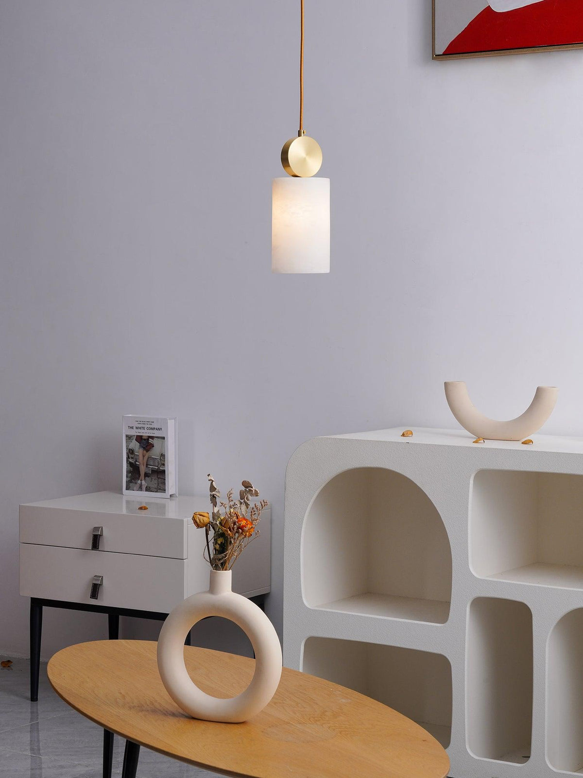 Lyrindis Cylindre Albâtre Pendentif Lumière - Neutralighting