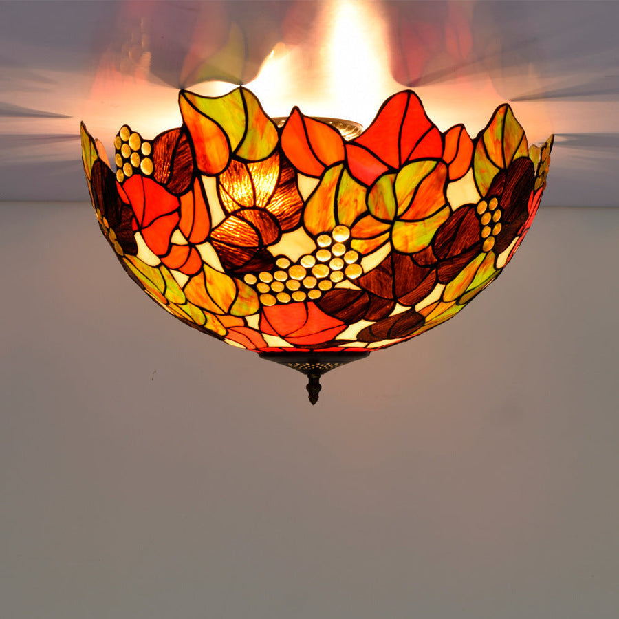 Tiffany Vintage Rustique LED Plafonnier Verre Chambre À Coucher - Neutralighting