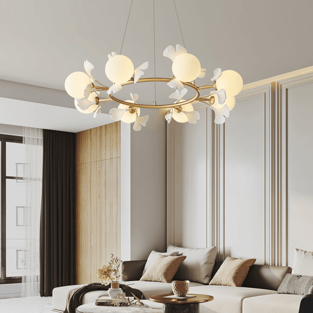 Olivia Chandelier en Céramique Florale et Laiton - Neutralighting