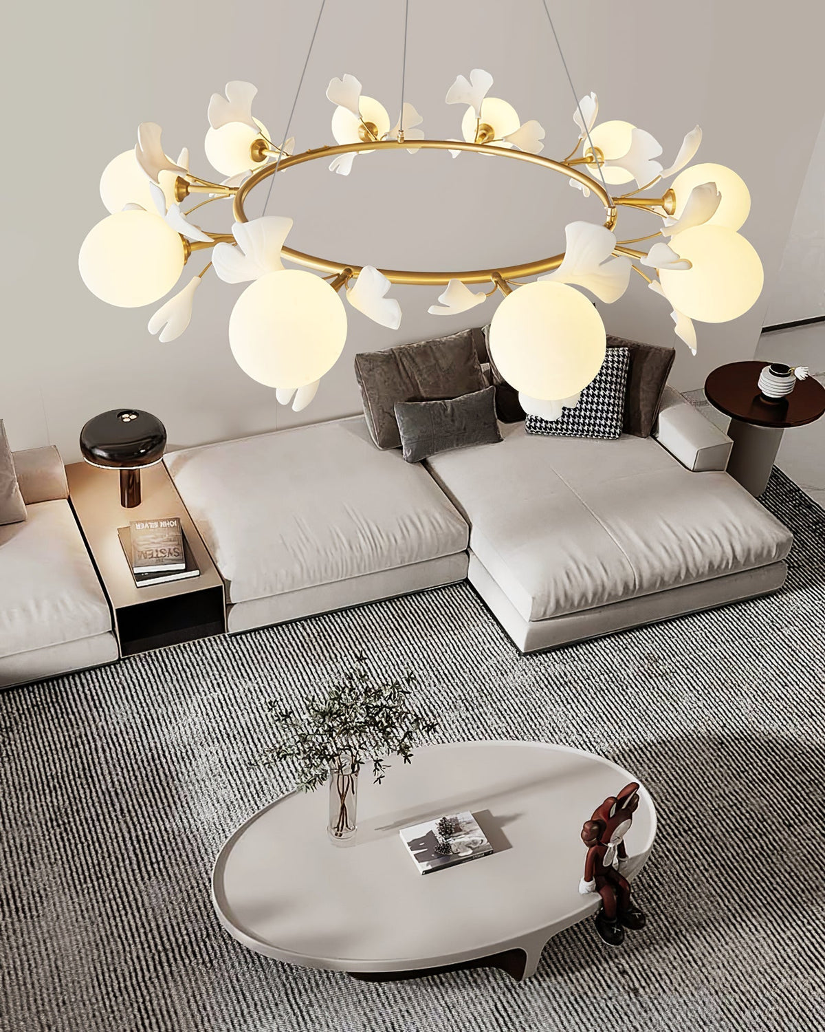 Olivia Chandelier en Céramique Florale et Laiton - Neutralighting