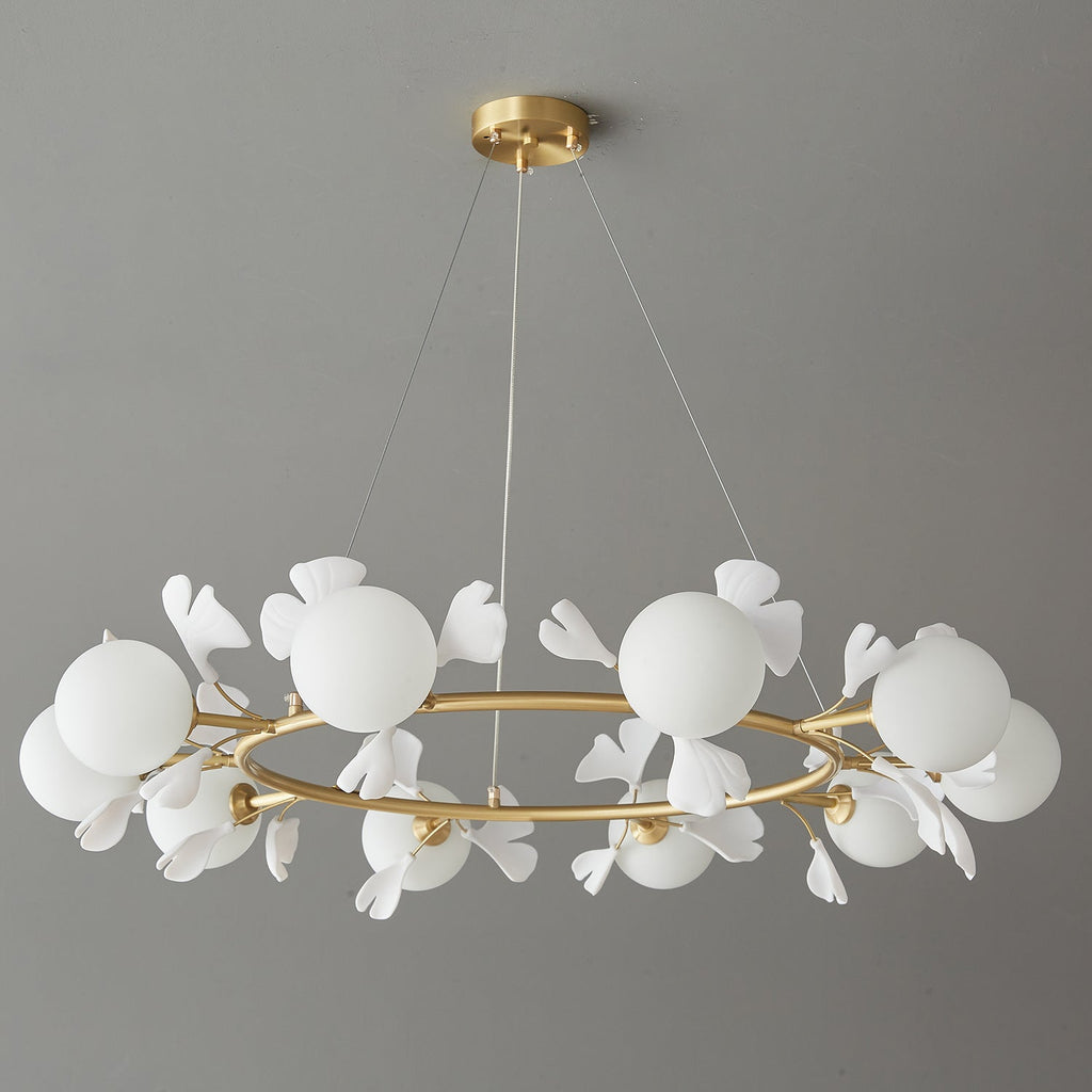 Olivia Chandelier en Céramique Florale et Laiton - Neutralighting