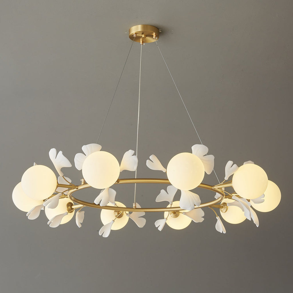 Olivia Chandelier en Céramique Florale et Laiton - Neutralighting