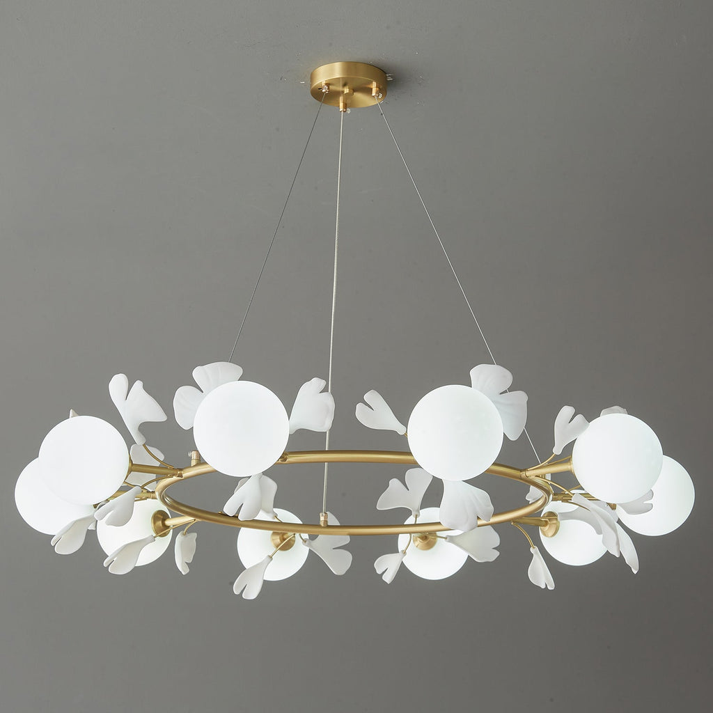 Olivia Chandelier en Céramique Florale et Laiton - Neutralighting