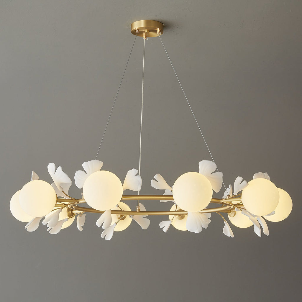 Olivia Chandelier en Céramique Florale et Laiton - Neutralighting