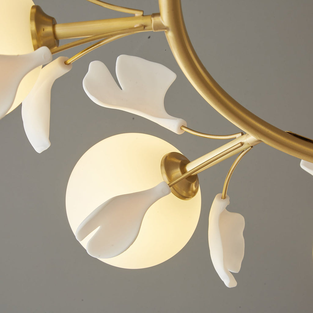 Olivia Chandelier en Céramique Florale et Laiton - Neutralighting