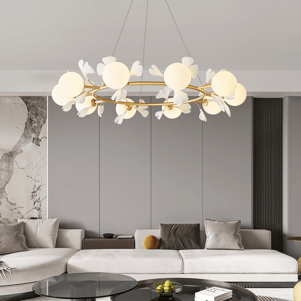 Olivia Chandelier en Céramique Florale et Laiton - Neutralighting