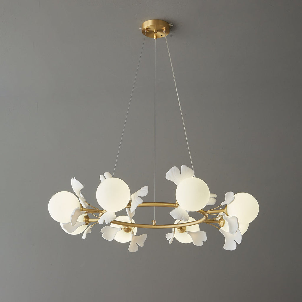 Olivia Chandelier en Céramique Florale et Laiton - Neutralighting