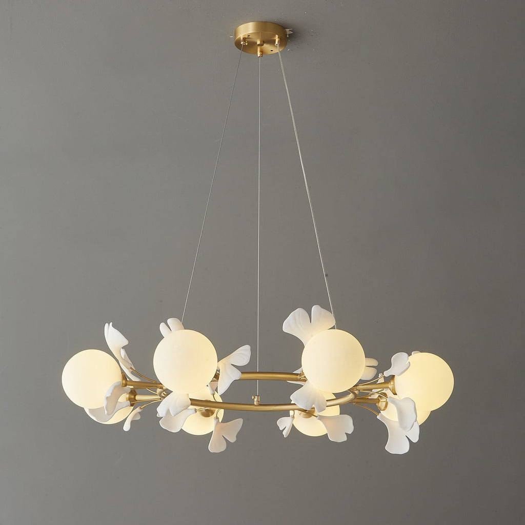 Olivia Chandelier en Céramique Florale et Laiton - Neutralighting