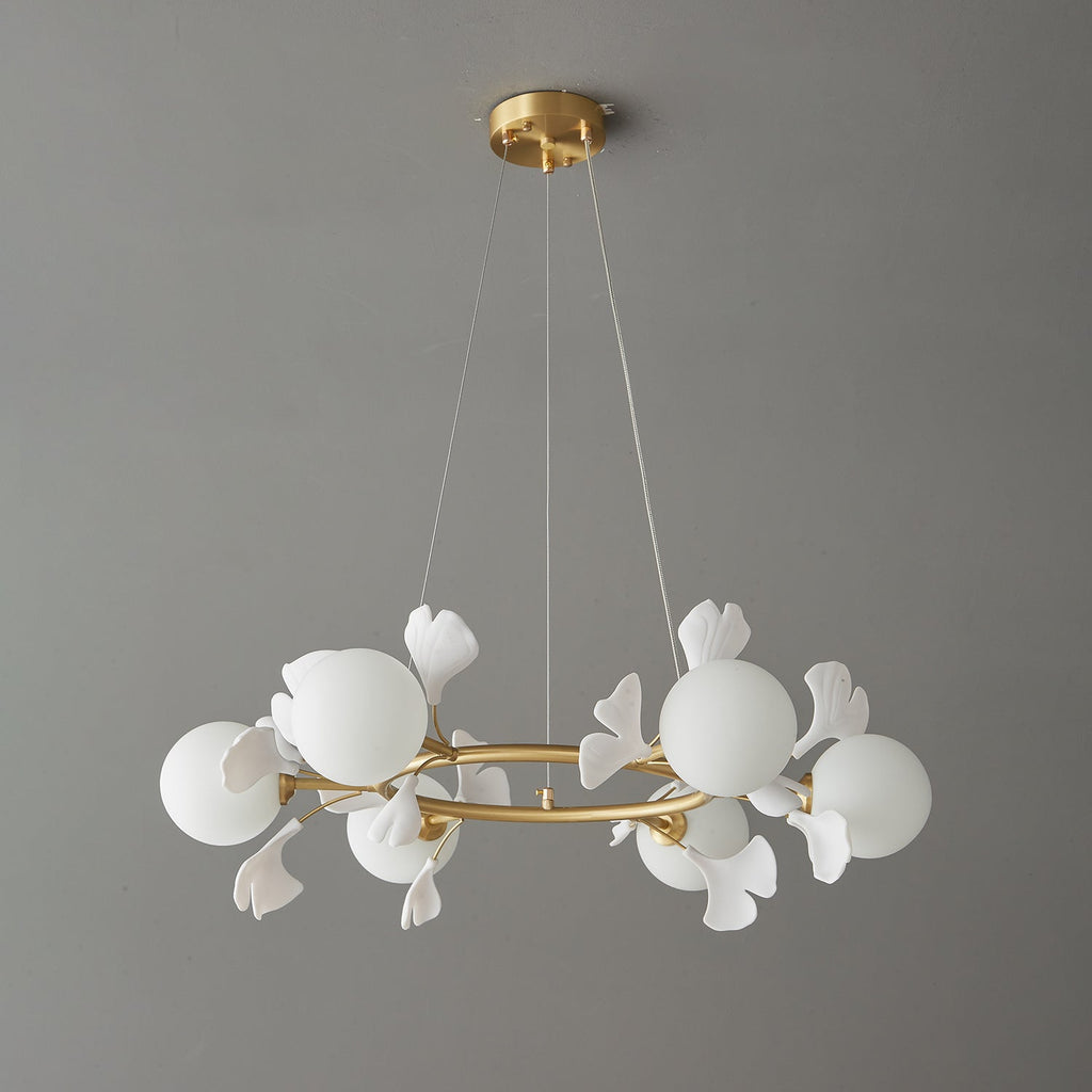 Olivia Chandelier en Céramique Florale et Laiton - Neutralighting