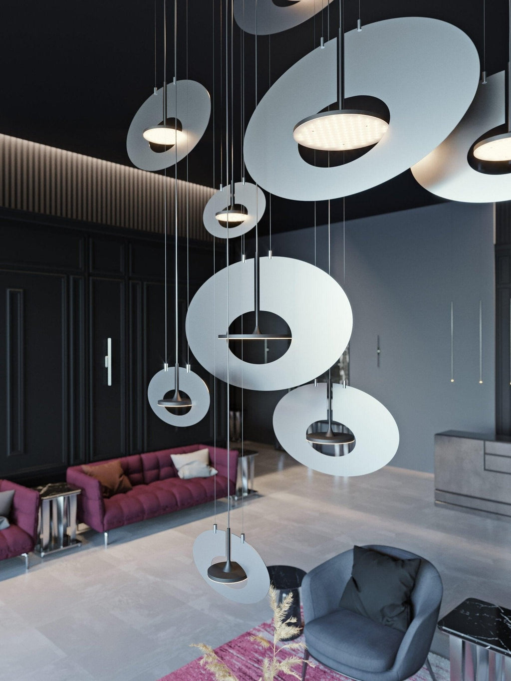 Solara Lampe suspendue ovale à anneau géométrique - Neutralighting