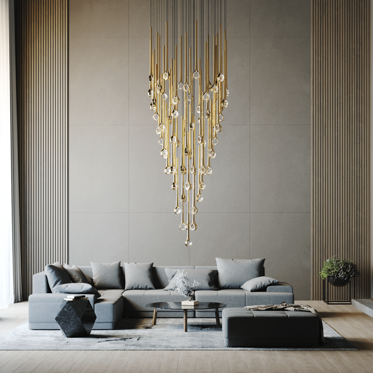Cicarir Lustre en Verre Dégradé Doré - Neutralighting