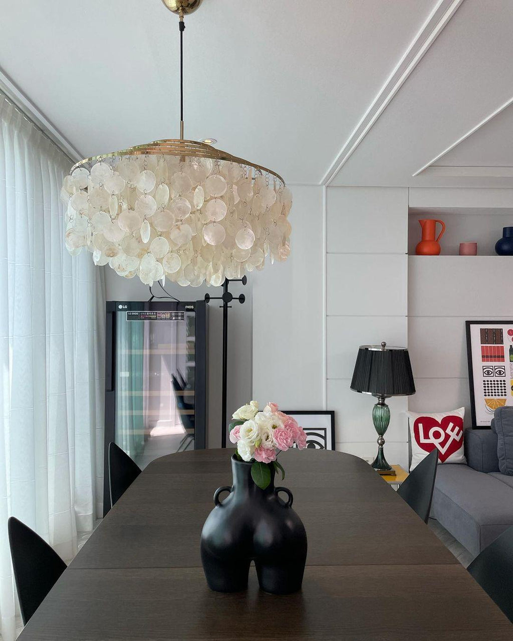 Lustra Suspension Lampe Anneau Rond en Coquillage - Neutralighting