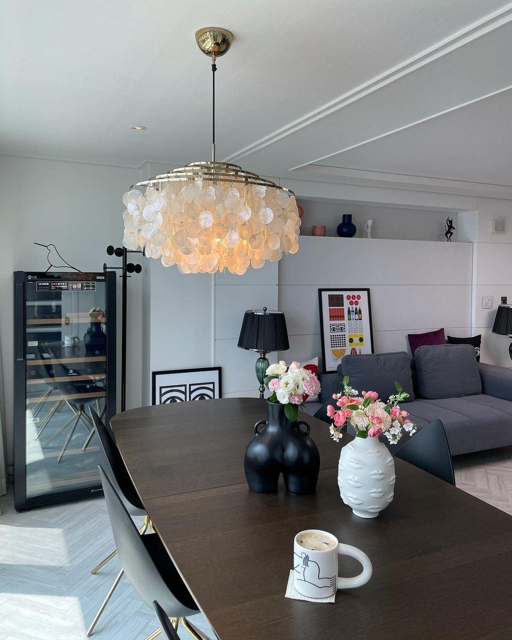 Lustra Suspension Lampe Anneau Rond en Coquillage - Neutralighting
