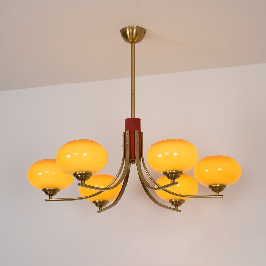 Auralyn Lustre Globe 6 Lumières Verre Ambre - Neutralighting