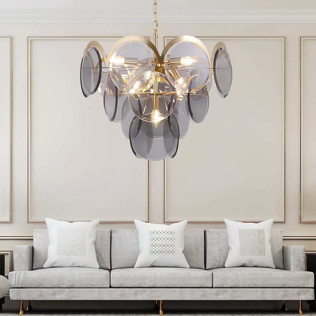 Lustra Chandelier en Verre Ambre à Cercles Empilés - Neutralighting