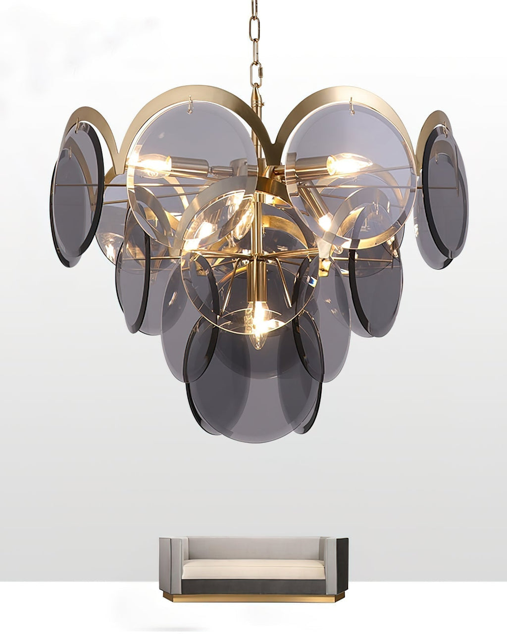 Lustra Chandelier en Verre Ambre à Cercles Empilés - Neutralighting