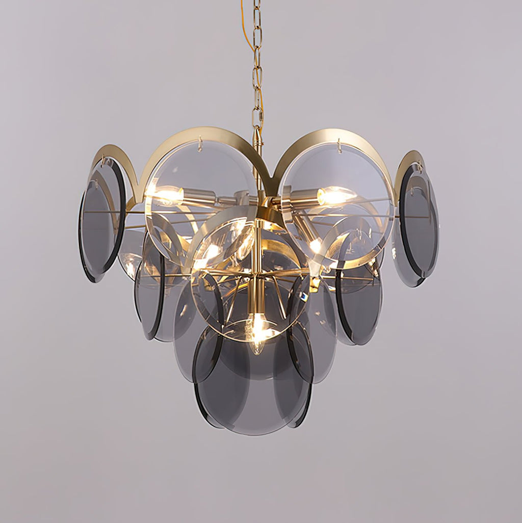 Lustra Chandelier en Verre Ambre à Cercles Empilés - Neutralighting