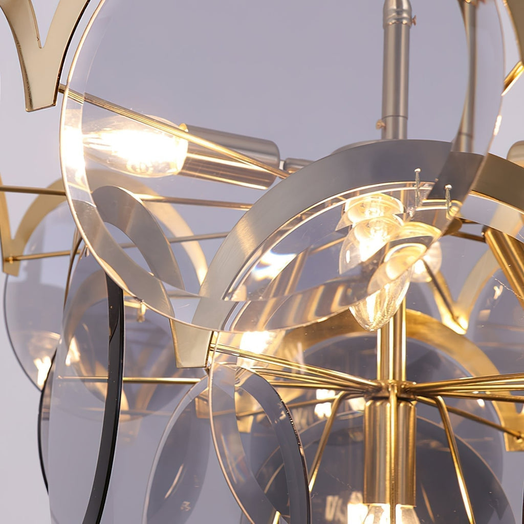 Lustra Chandelier en Verre Ambre à Cercles Empilés - Neutralighting