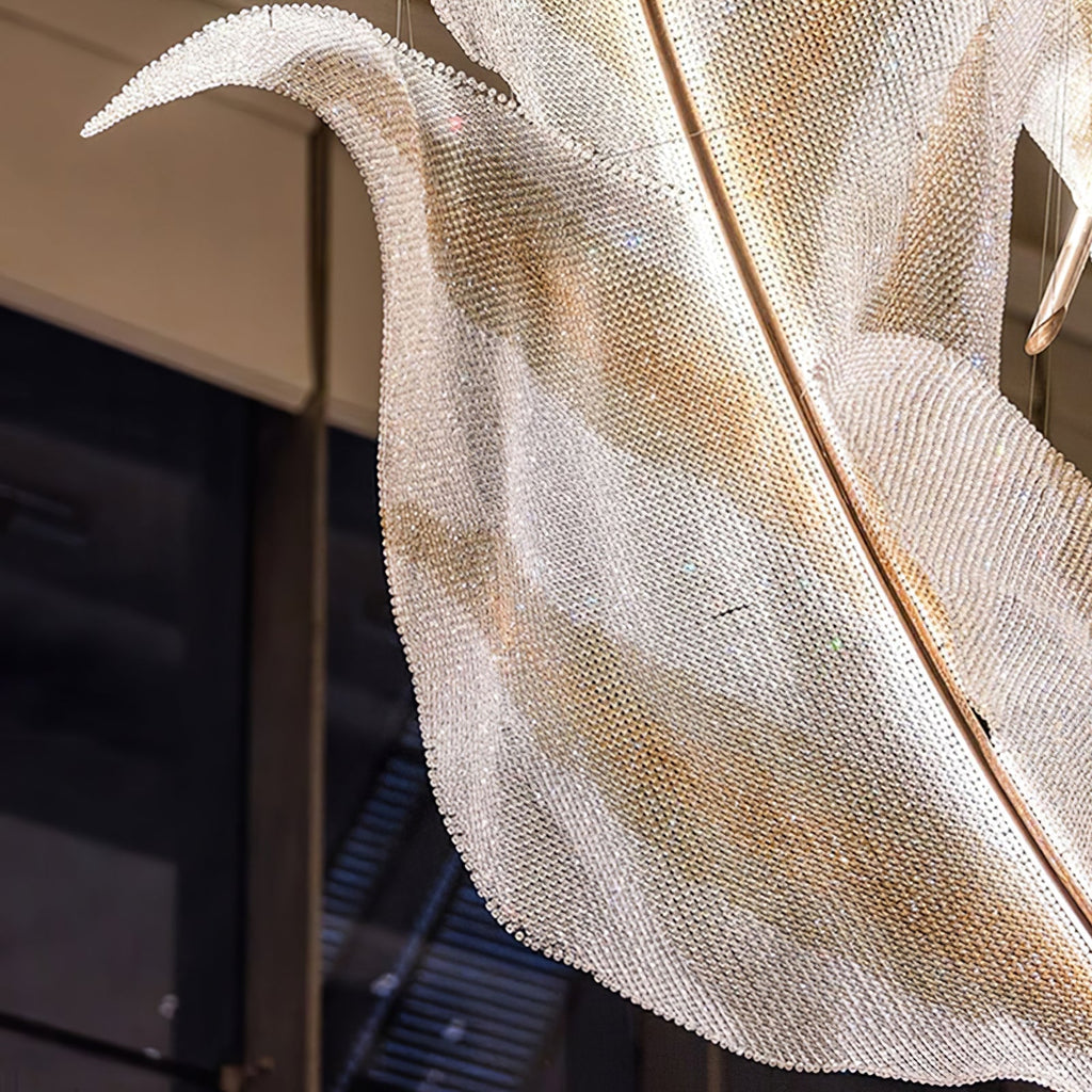 Zeshaen Chandelier en Verre Feuilles Tombantes Créatives - Neutralighting