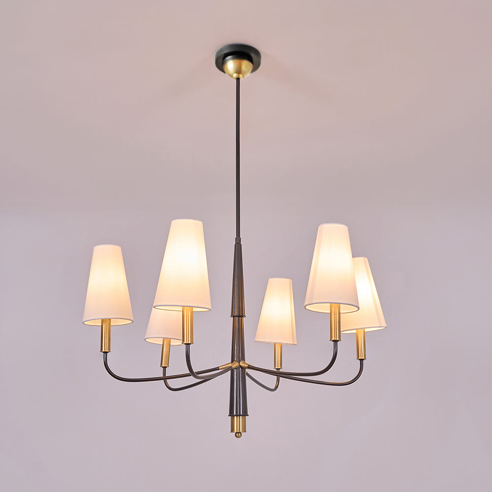 Lyshae Chandelier Laiton Tissu Industriel Vintage Salon - Neutralighting