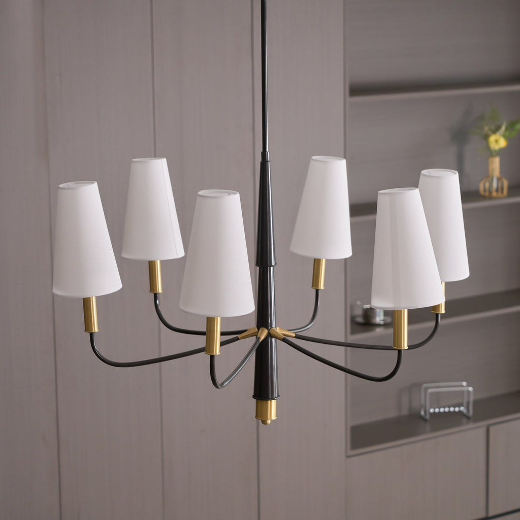 Lyshae Chandelier Laiton Tissu Industriel Vintage Salon - Neutralighting