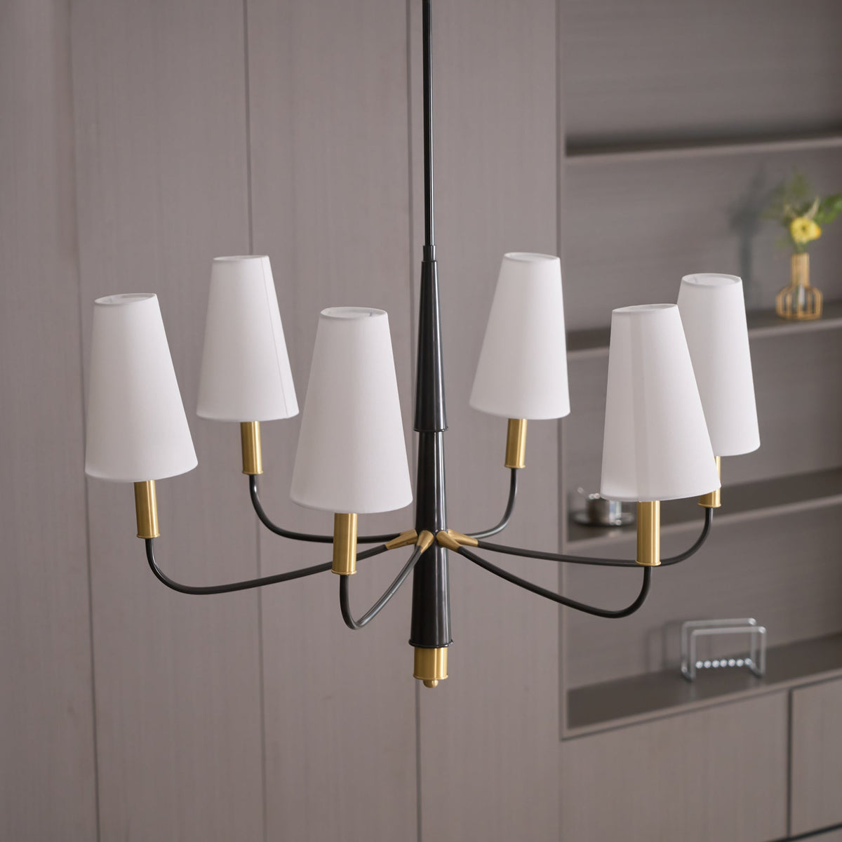 Lyshae Chandelier Laiton Tissu Industriel Vintage Salon - Neutralighting