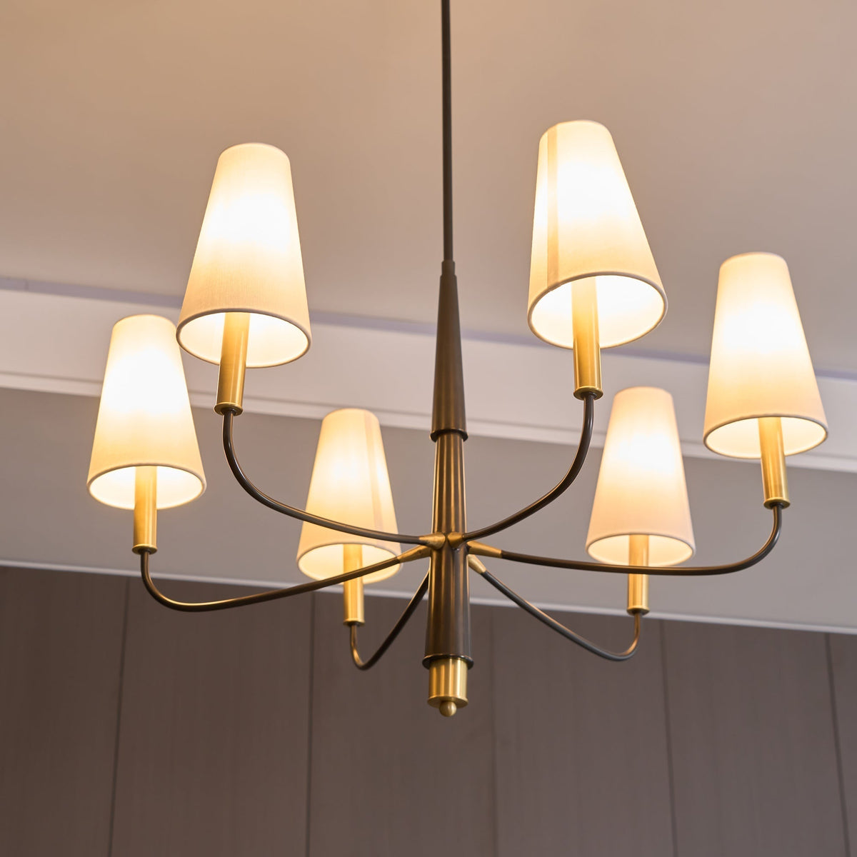 Lyshae Chandelier Laiton Tissu Industriel Vintage Salon - Neutralighting