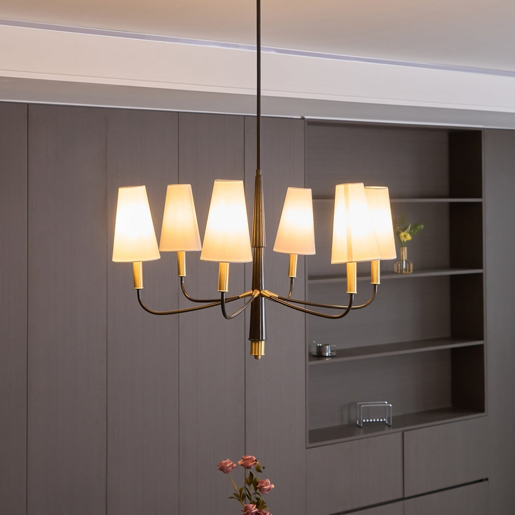Lyshae Chandelier Laiton Tissu Industriel Vintage Salon - Neutralighting