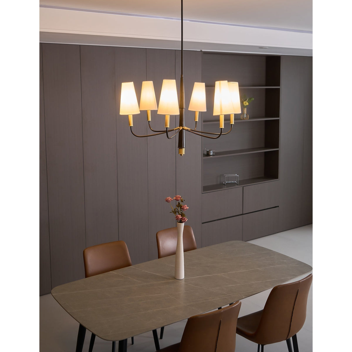 Lyshae Chandelier Laiton Tissu Industriel Vintage Salon - Neutralighting
