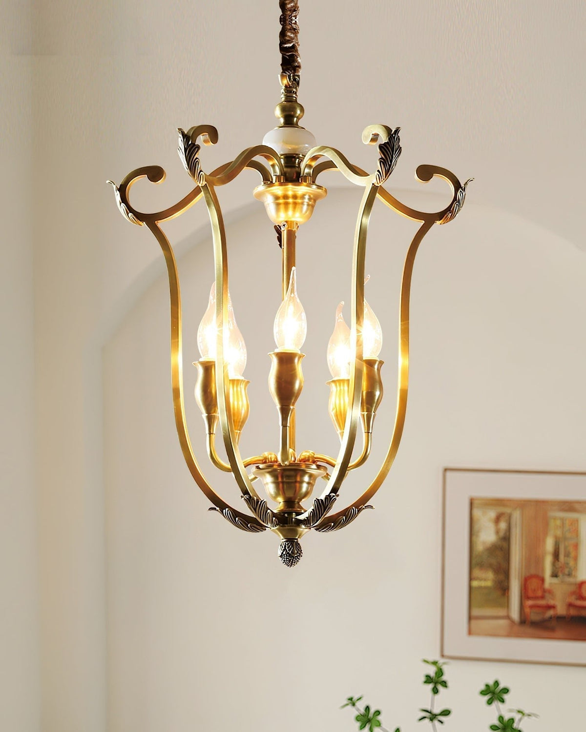 Lustra Chandelier Cadre Lanternes Doré - Neutralighting