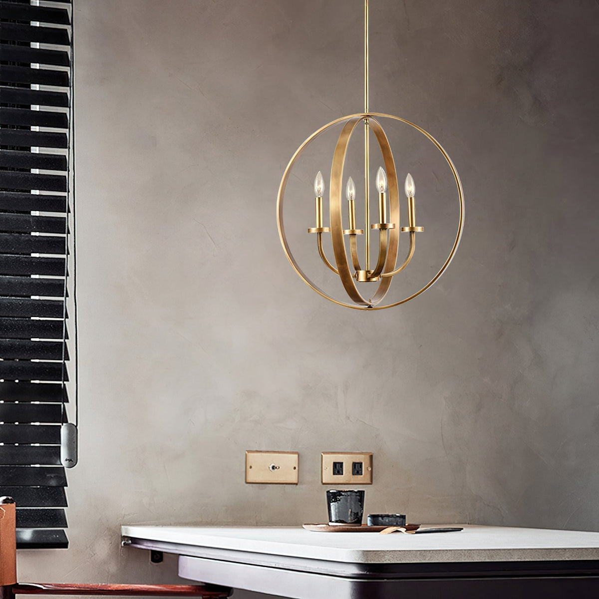 Lustra Chandelier Cadre Lanternes Doré - Neutralighting