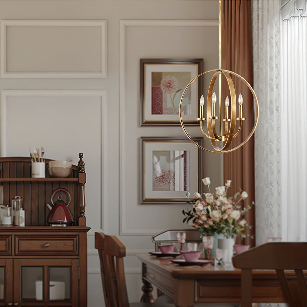 Lustra Chandelier Cadre Lanternes Doré - Neutralighting