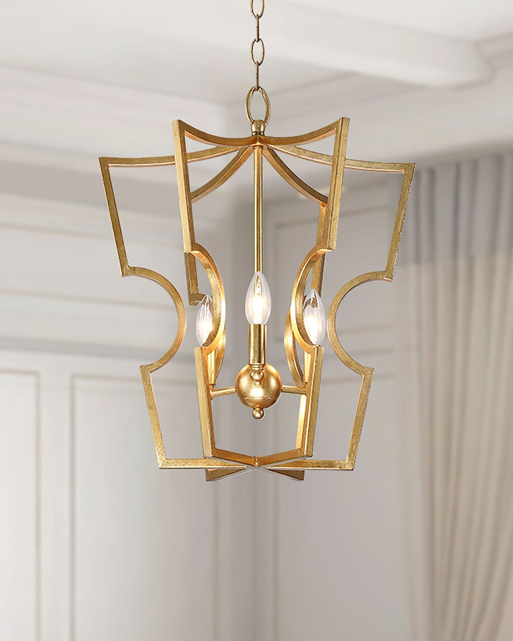 Lustra Chandelier Cadre Lanternes Doré - Neutralighting