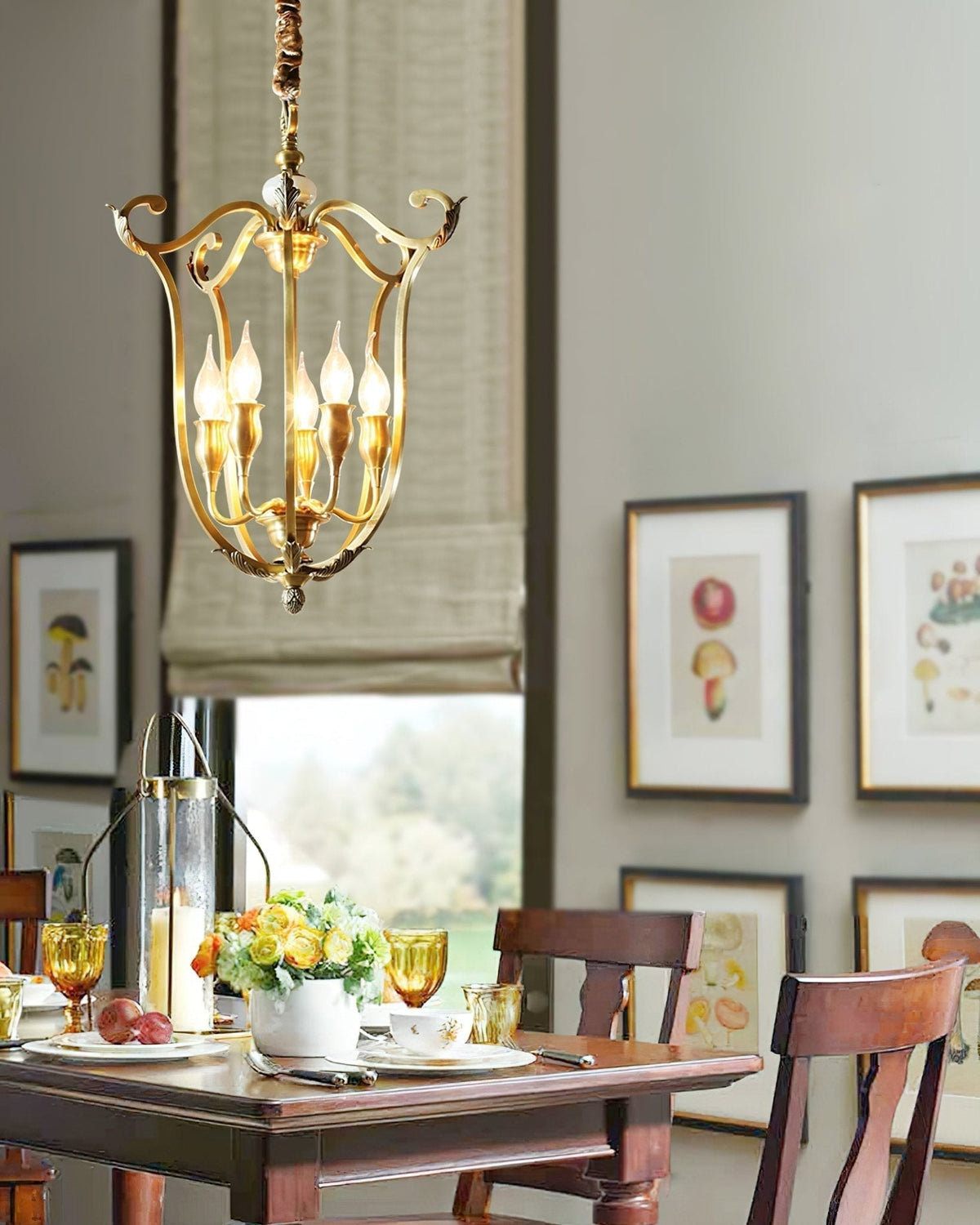 Lustra Chandelier Cadre Lanternes Doré - Neutralighting