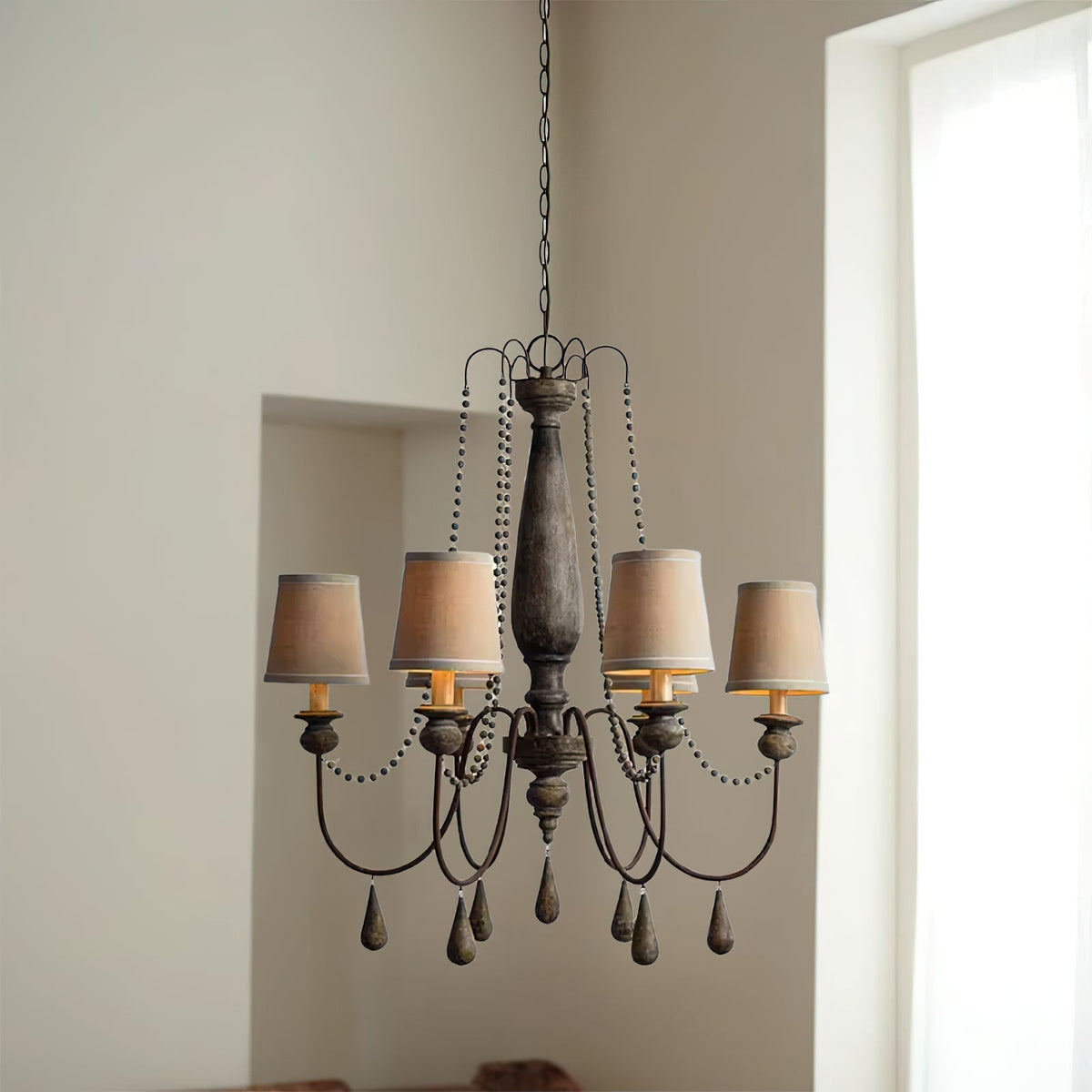 Arshaor Chandelier Bois Métal Luxe Postmoderne Salon - Neutralighting
