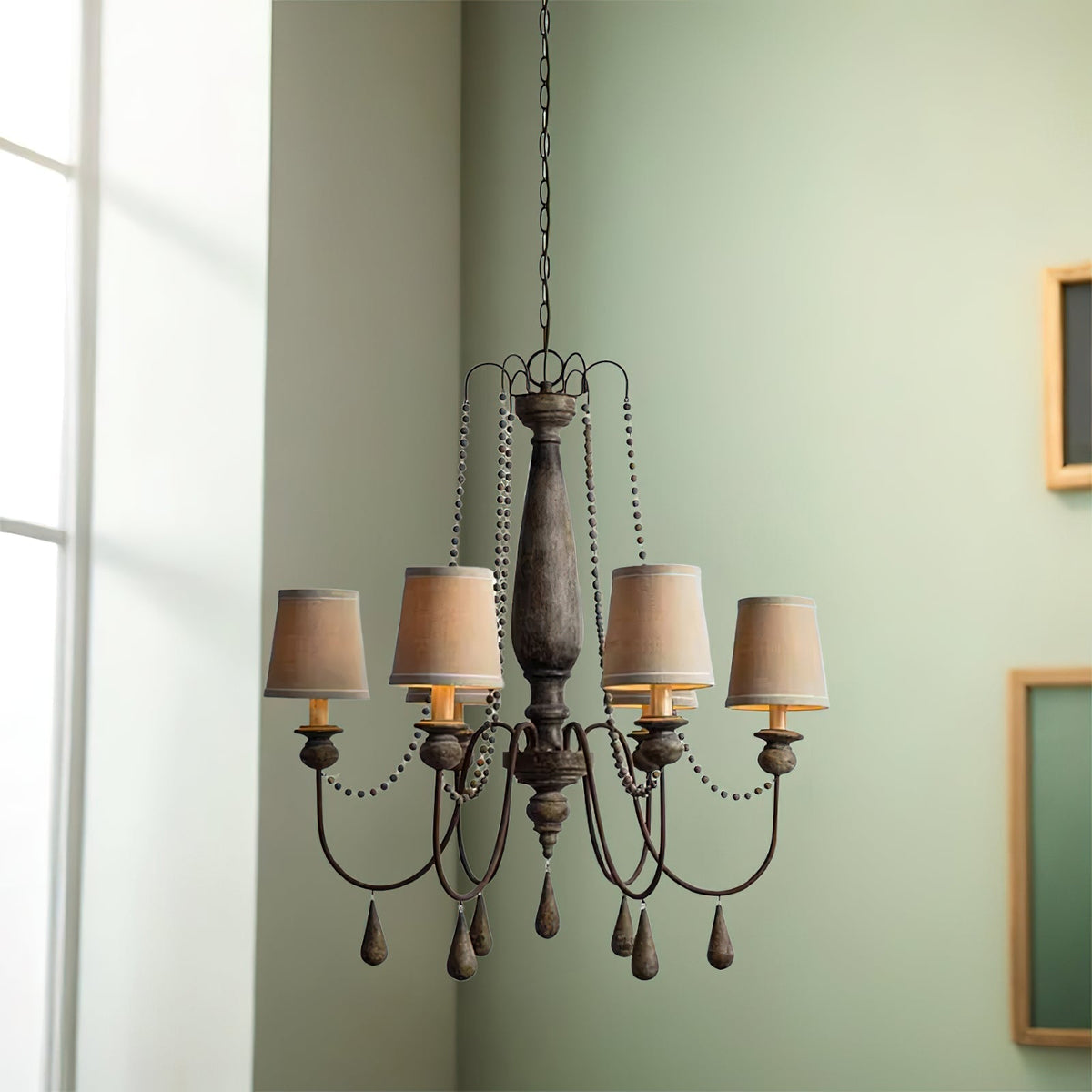 Arshaor Chandelier Bois Métal Luxe Postmoderne Salon - Neutralighting
