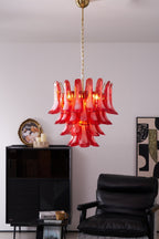 Aurora Lustre Rouge Pétale Verre Superposé Artistique - Neutralighting