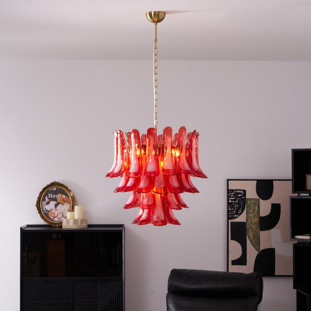 Aurora Lustre Rouge Pétale Verre Superposé Artistique - Neutralighting