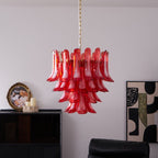 Aurora Lustre Rouge Pétale Verre Superposé Artistique - Neutralighting