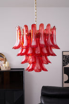 Aurora Lustre Rouge Pétale Verre Superposé Artistique - Neutralighting