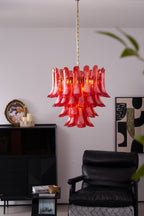 Aurora Lustre Rouge Pétale Verre Superposé Artistique - Neutralighting