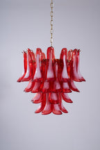 Aurora Lustre Rouge Pétale Verre Superposé Artistique - Neutralighting