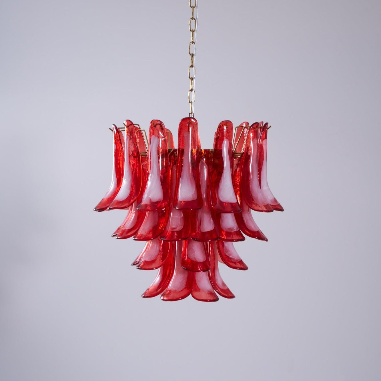 Aurora Lustre Rouge Pétale Verre Superposé Artistique - Neutralighting