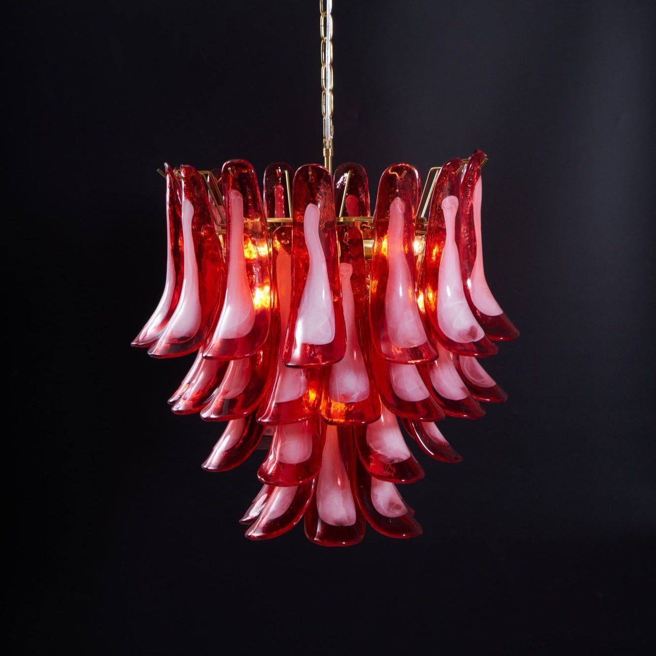 Aurora Lustre Rouge Pétale Verre Superposé Artistique - Neutralighting