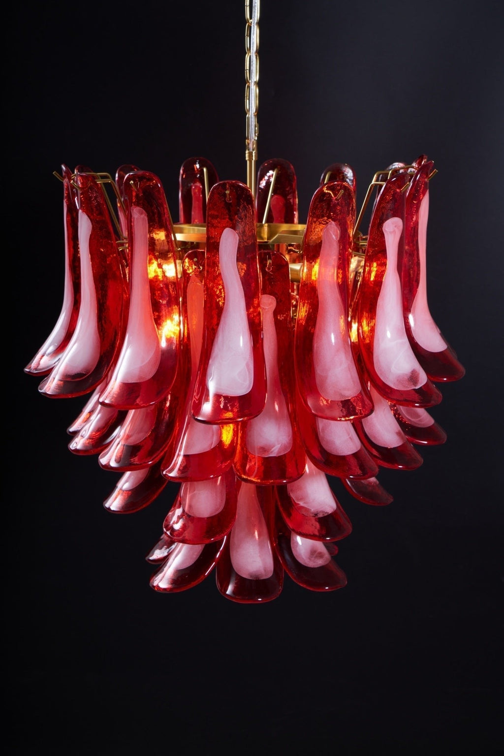 Aurora Lustre Rouge Pétale Verre Superposé Artistique - Neutralighting