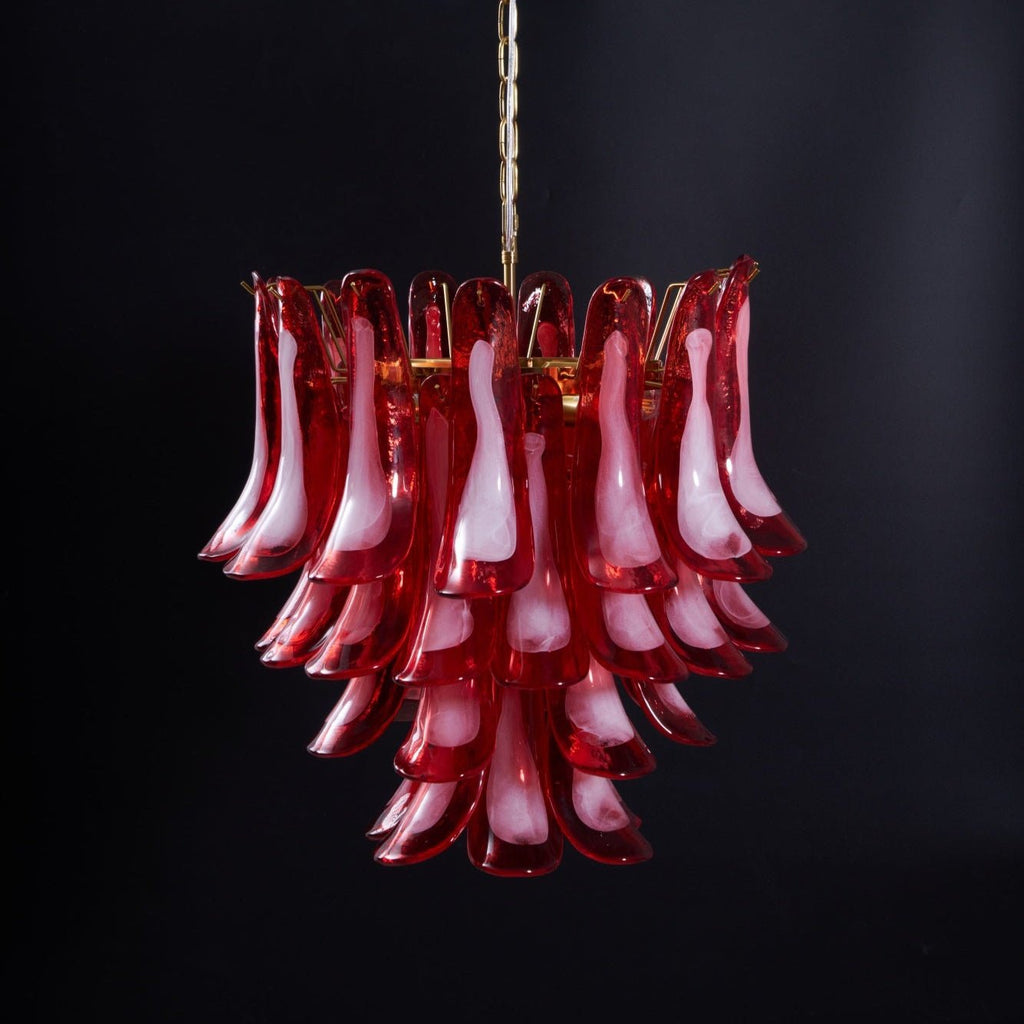 Aurora Lustre Rouge Pétale Verre Superposé Artistique - Neutralighting