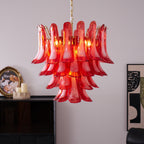 Aurora Lustre Rouge Pétale Verre Superposé Artistique - Neutralighting