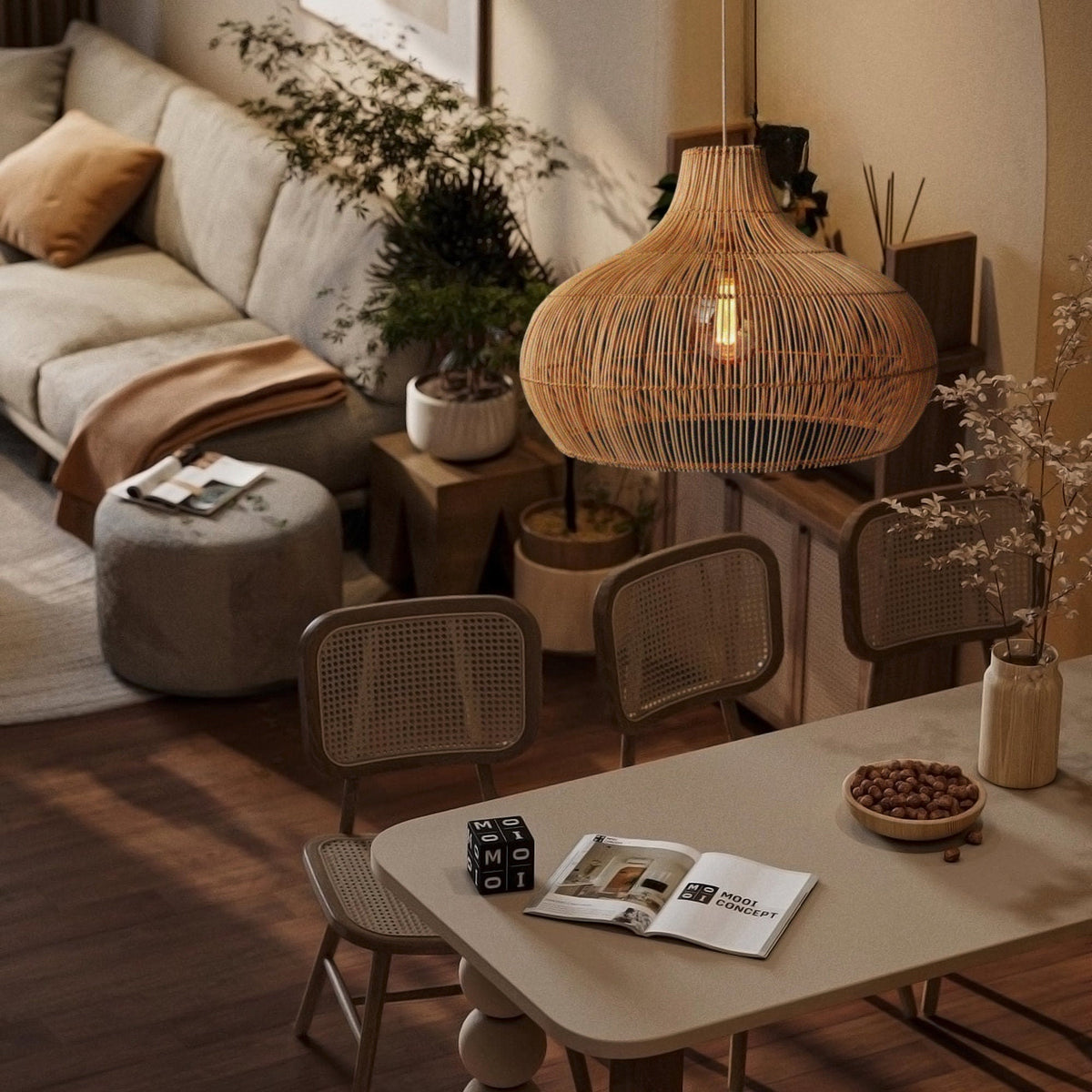 Elsilira Suspension Rotin Élégance Naturelle - Neutralighting