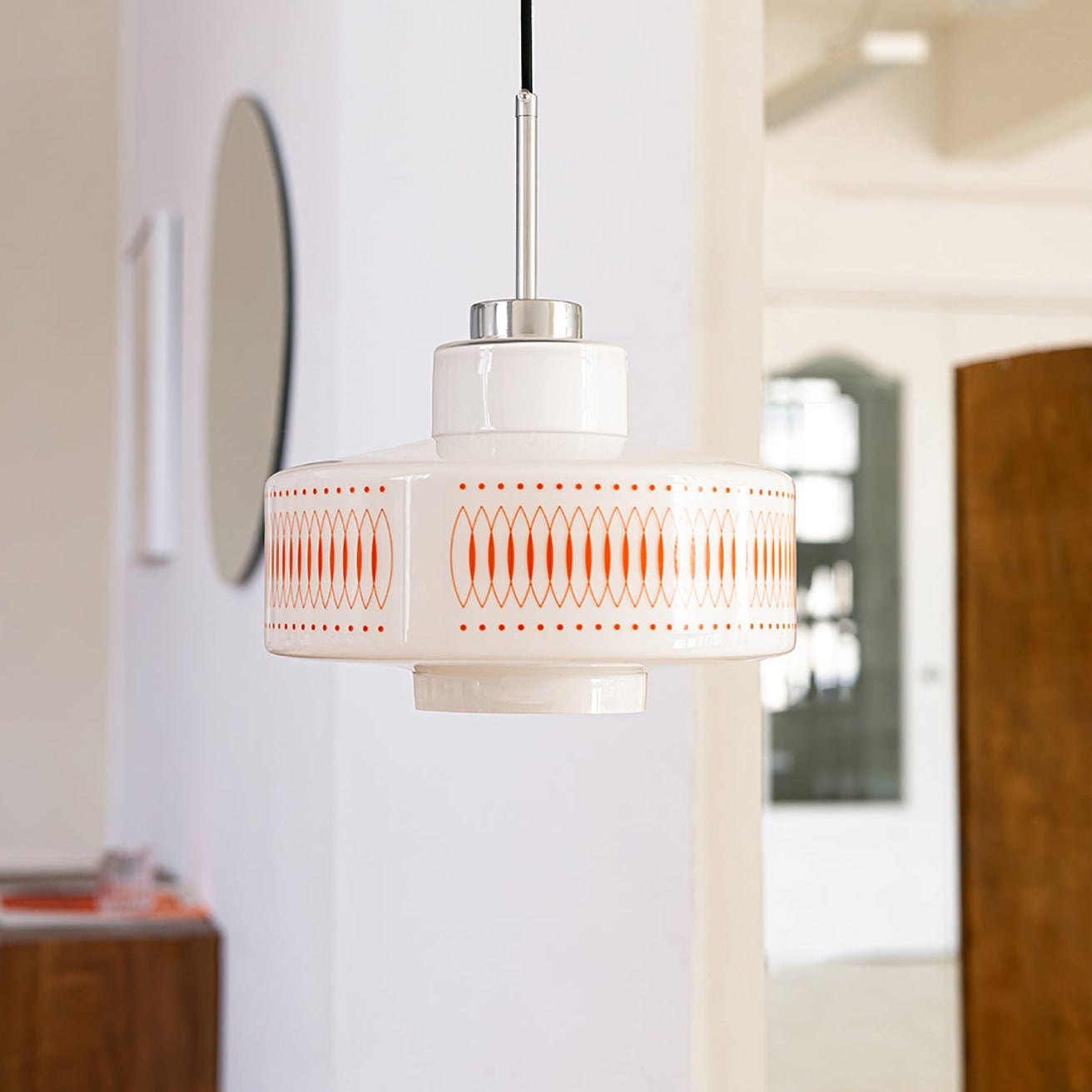 Roko Suspension Mid Century Vintage Blanc et Orange - Neutralighting
