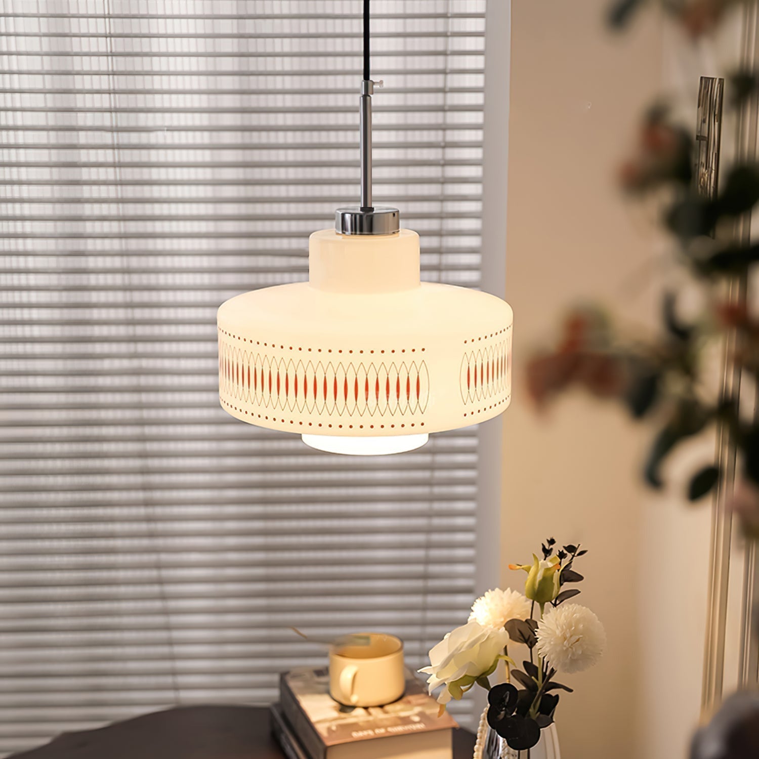 Roko Suspension Mid Century Vintage Blanc et Orange - Neutralighting